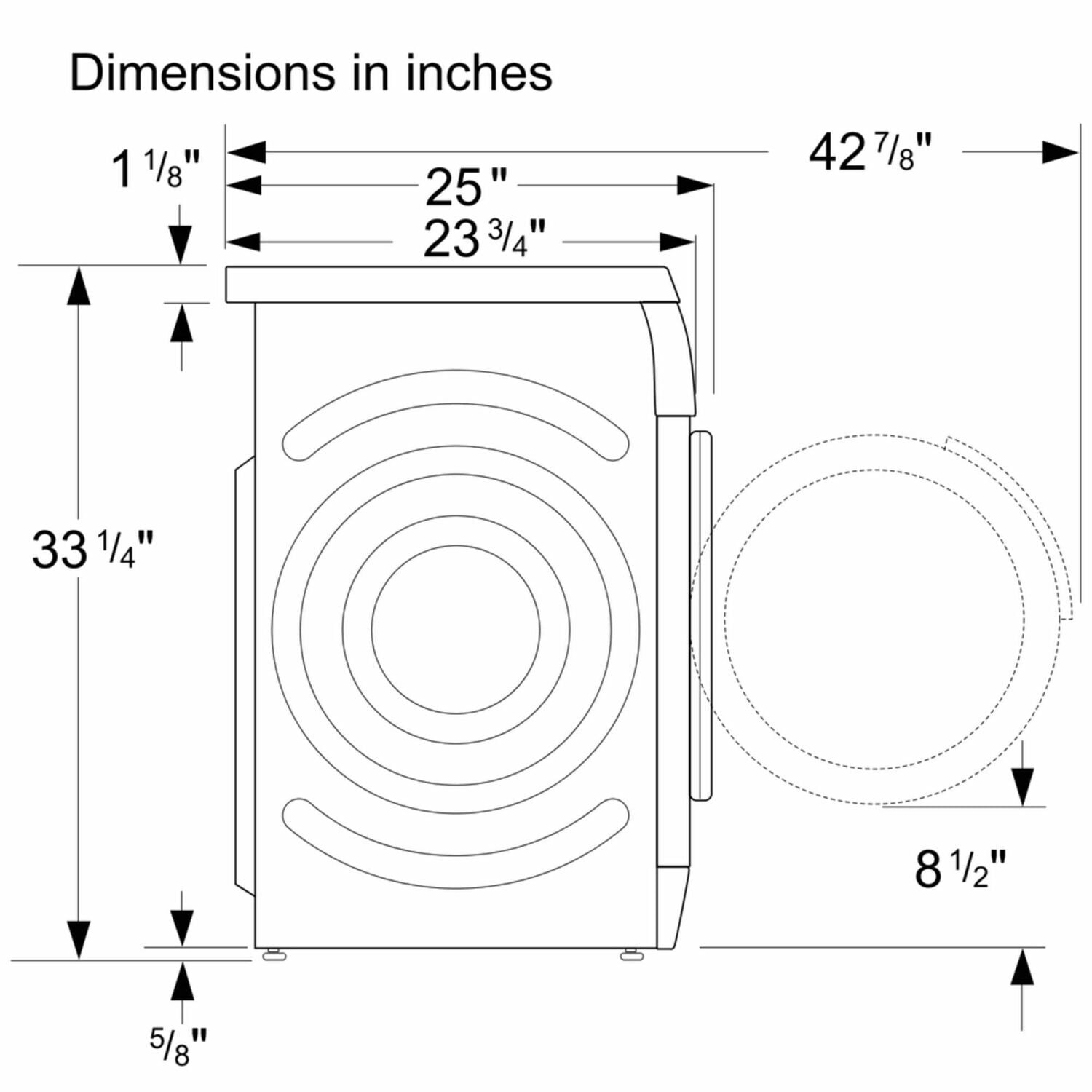 Bosch WTG86401UC 500 Series Cond. Dryer - 208/240V, Cap. 4.0 Cu.Ft., 15 Cyc.,65 Dba, Ss Drum, Silv. Rev./Door; Energy Star