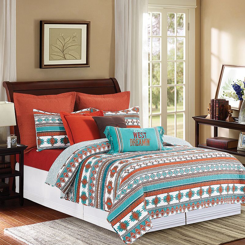 CandF Home Aqua Valley 3-Piece Quilt Set with Shams