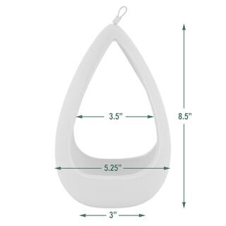 Arcadia Garden Products Cone 8-12 in. x 5-14 in. Matte White Ceramic Hanging Planter AP06W