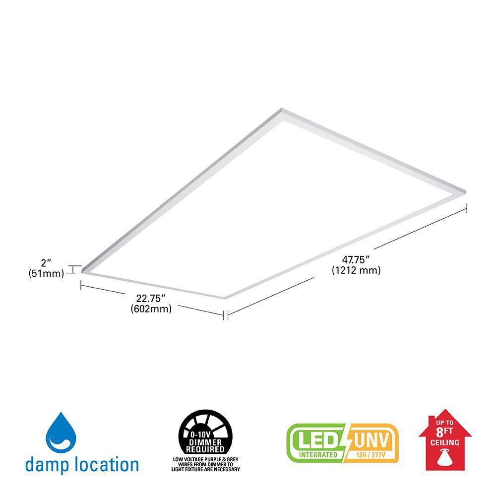 Metalux 2 ft. x 4 ft. White Integrated LED Flat Panel Troffer Light Fixture at 4700 Lumens 4000K Cool White RT24FP