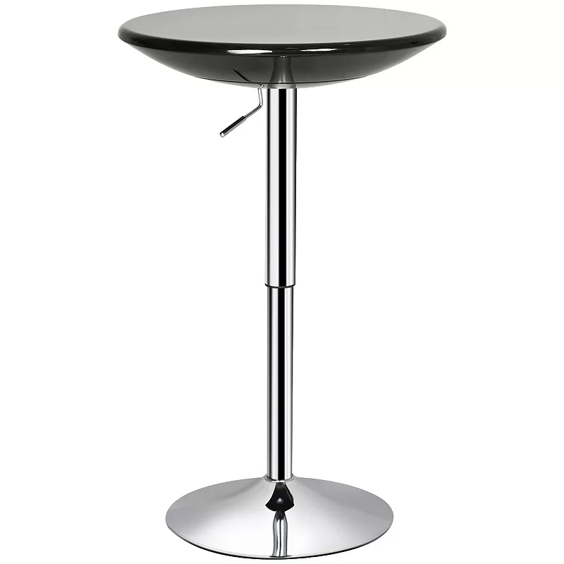 HOMCOM 24 Round Cocktail Bar Table Metal Base Tall Bistro Pub Desk Adjustable Counter Height Black Silver