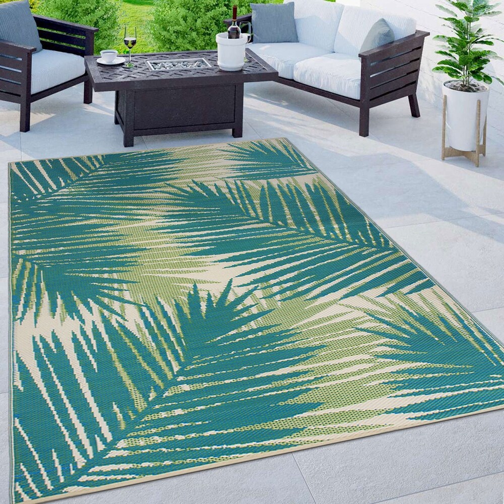 Tropical Floral Reversible Plastic Outdoor Rugs