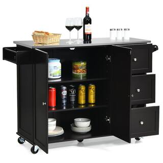 Costway Brown 2-Door Storage Buffet with Steel Top HW64505CF