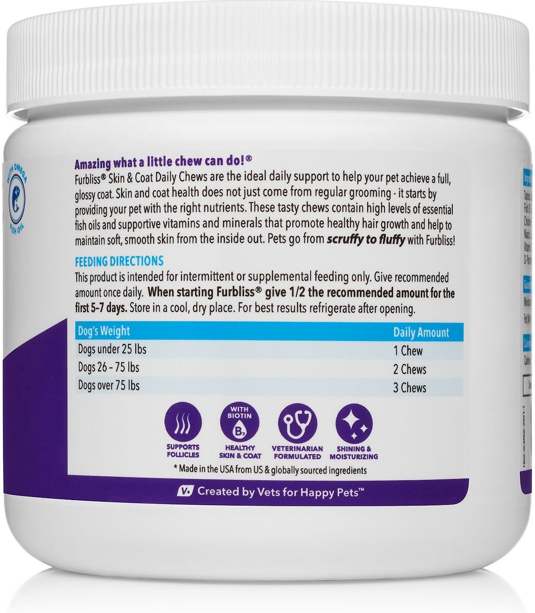 Vetnique Labs Furbliss Skin and Coat Daily Omega Soft Grilled Chicken Dog Supplements