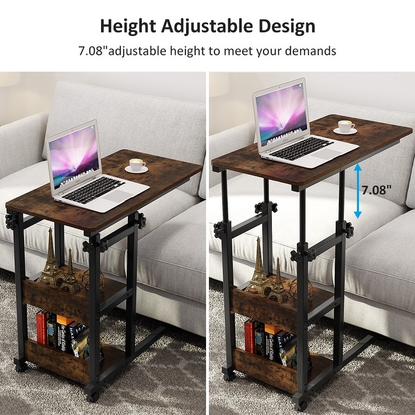 Height Adjustable C Table， Sofa Bedside Laptop Snack Side Table