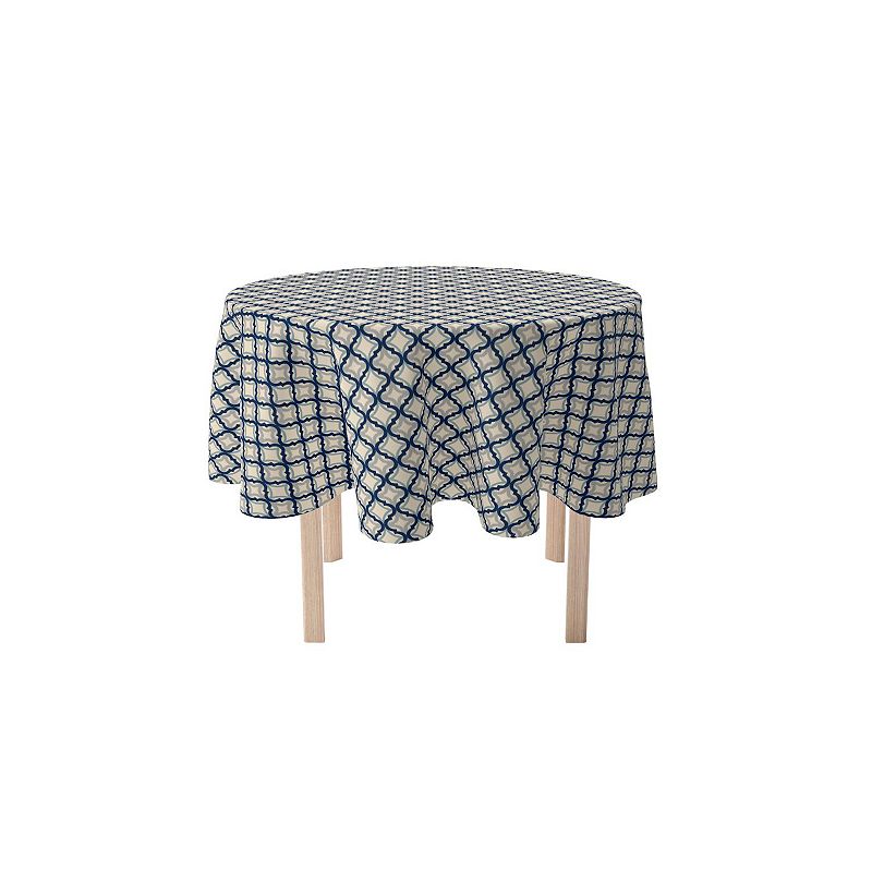 Round Tablecloth， 100% Polyester， 60 Round， Blue Diamond Ogee