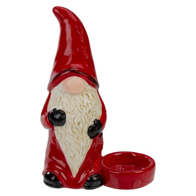 Red And Black Gnome Tea Light Christmas Candle Holder