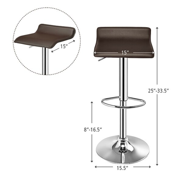 2PCS Swivel Bar Stool Set with Adjustable Height and PU Leather Seat