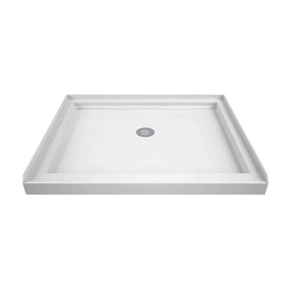 DreamLine SlimLine 42 inx 32 in Single Threshold Shower Pan Base in White with Center Drain