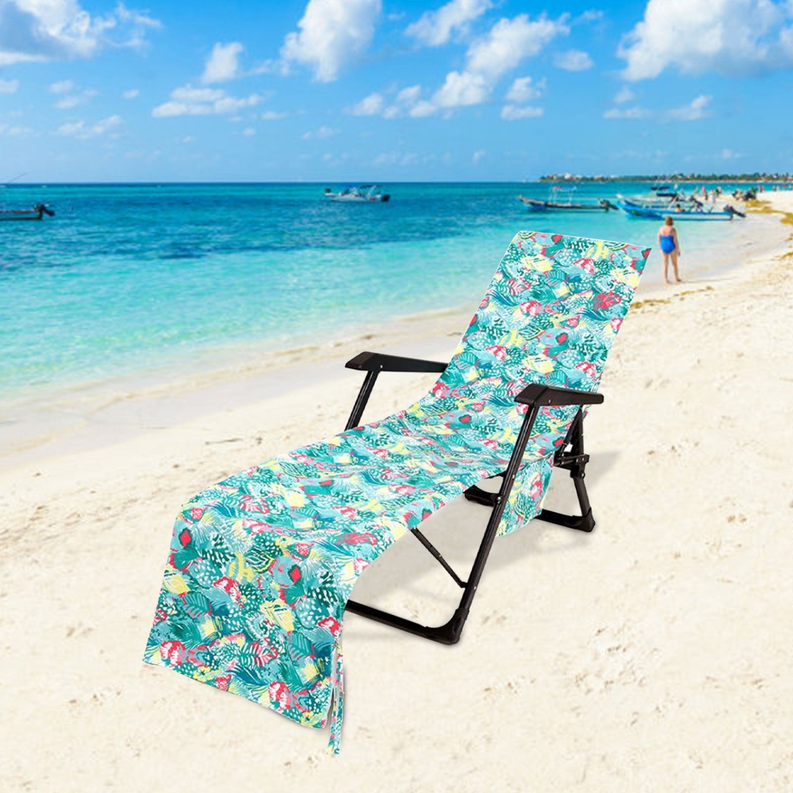 Baofu Beach Chair Cover Printed Beach Towel Polyester Cotton Lounge Chair Towel for Home