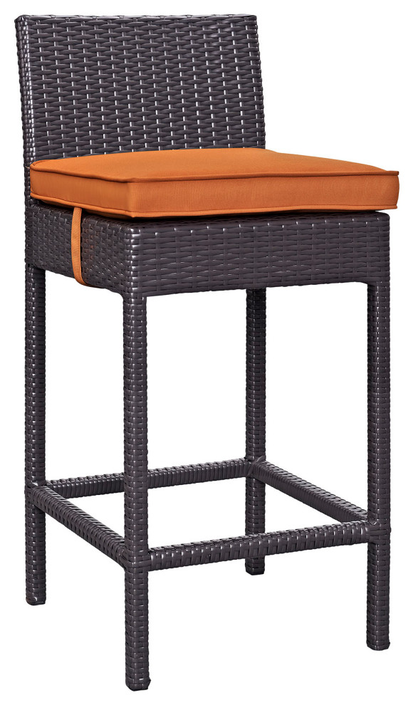 Espresso Orange Lift Bar Stool Outdoor Patio Set of 2   Tropical   Outdoor Bar Stools And Counter Stools   by First of a Kind USA Inc  Houzz