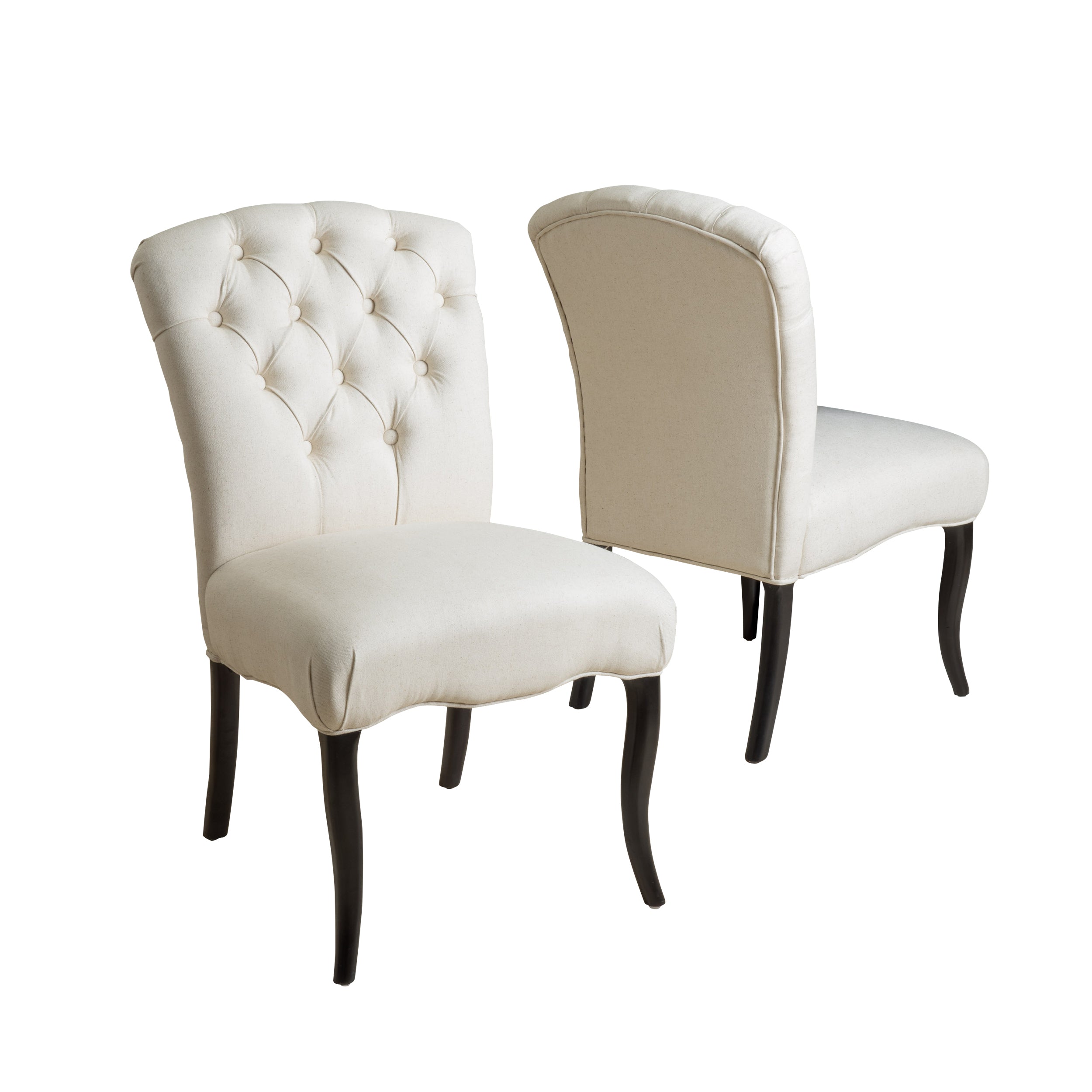 Hallie Traditional Tufted Armless Dining Chairs (Set of 2)