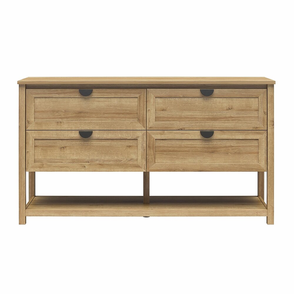 Mr. Kate Primrose Wide 4 Drawer Dresser with Shelf  Ivory Oak