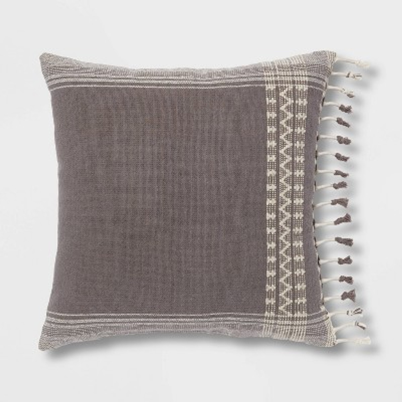 Square Woven Pattern Tassel Decorative Throw Pillow Light Gray - Threshold™