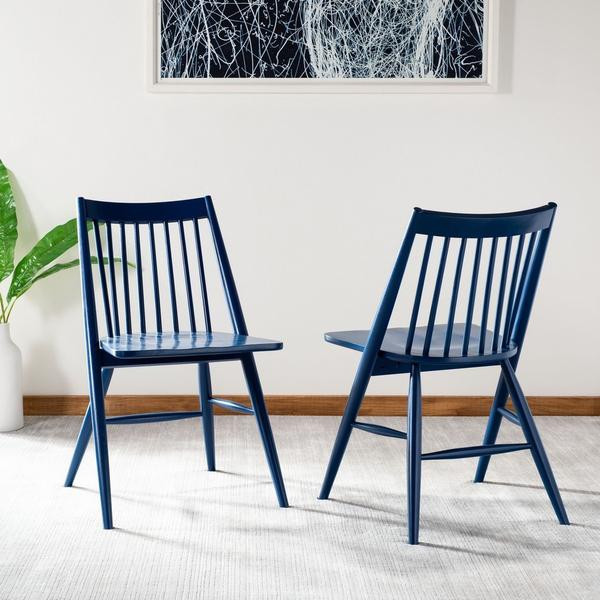 Peyton 19 quotSpindle Dining Chair set of 2 Navy   Midcentury   Dining Chairs   by AED Luxury Home Decor  Houzz