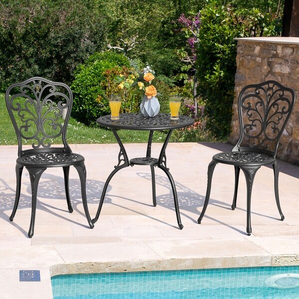 NUU GARDEN 3piece Black Cast Aluminum Patio Bistro Set