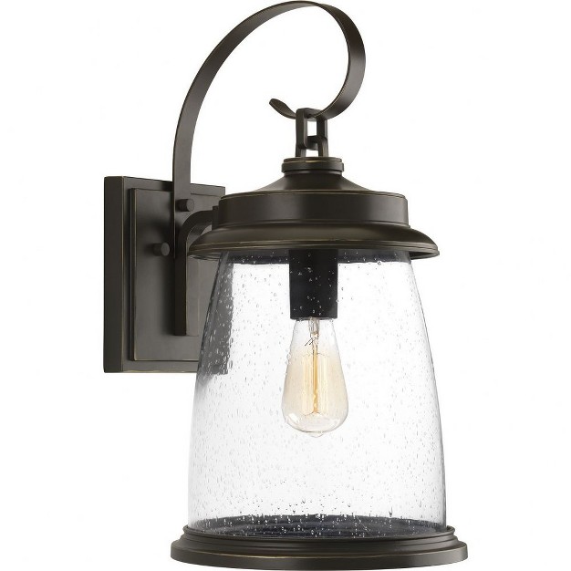 Progress Lighting Conover 1 light Outdoor Wall Lantern In Antique Bronze With Clear Seeded Glass Shade