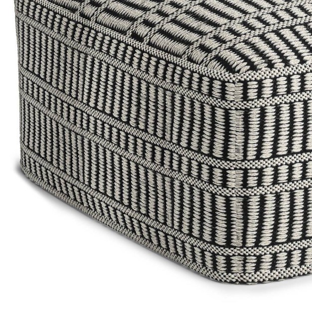 Wonda Square Woven Pet Polyester Pouf Black white Wyndenhall