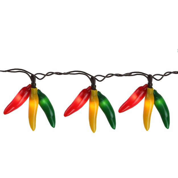 Northlight 36ct Chili Pepper Clustered String Lights Brown Wire