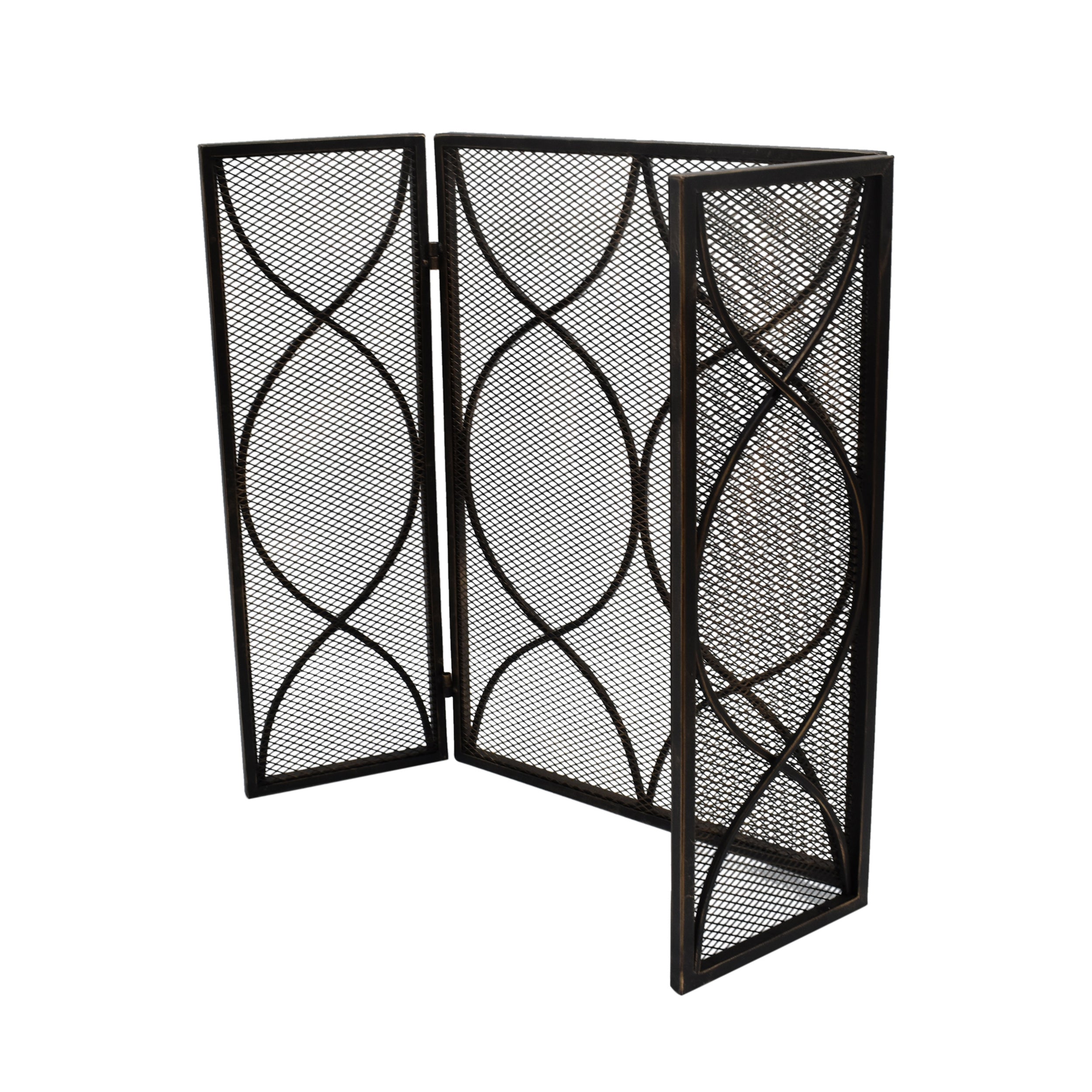 Laylah Modern Three Panel Iron Firescreen