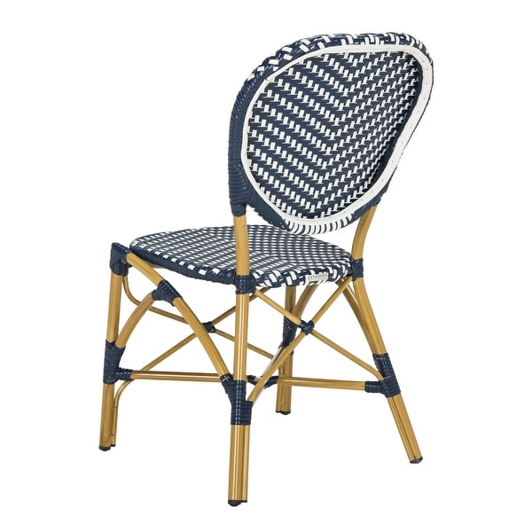 SAFAVIEH Lisbeth Parisian Bistro Stacking Navy/ White Side Chair (Set of 2)