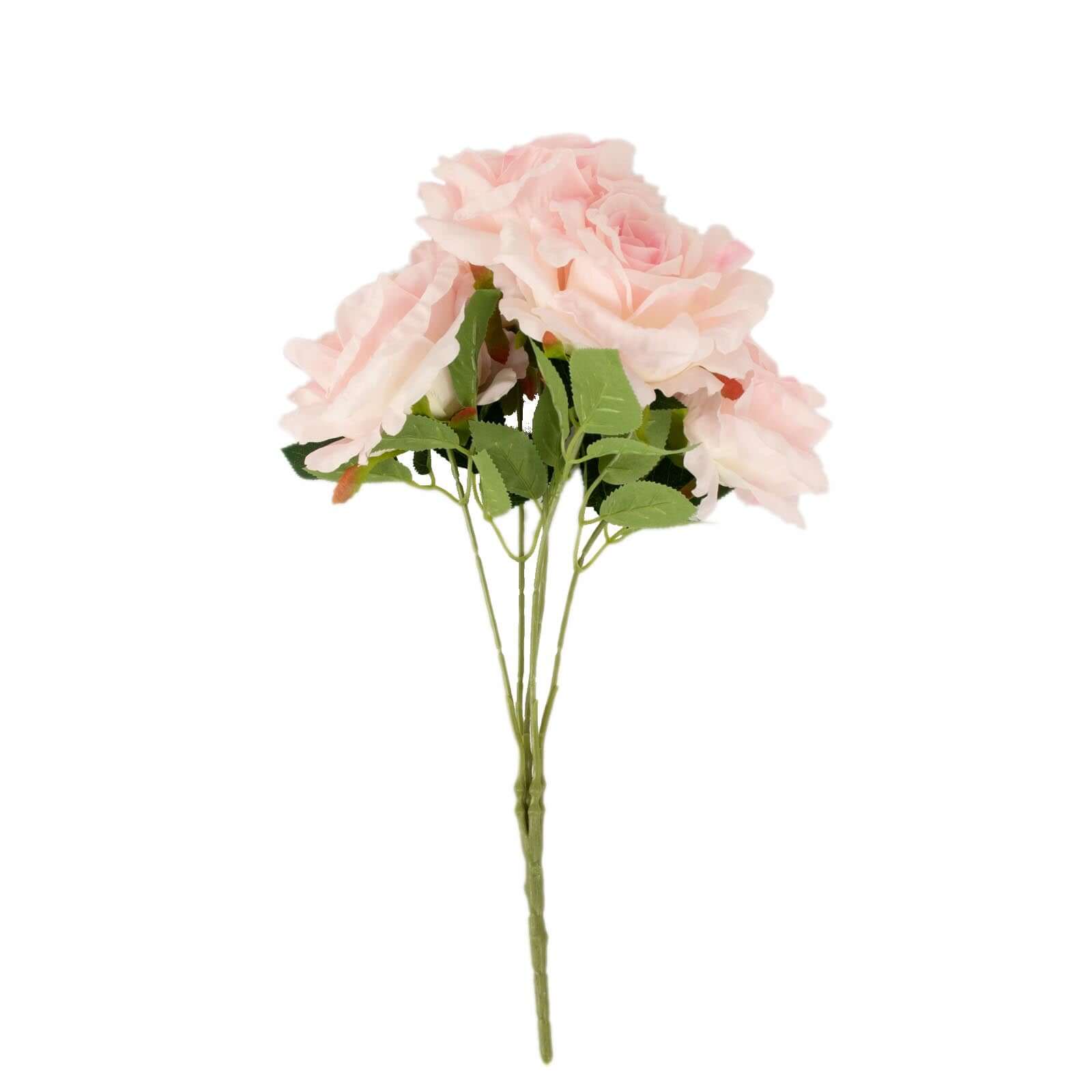 2 Bushes Blush Premium Silk Jumbo Rose Flower Bouquet, High Quality Artificial Wedding Floral Arrangements 17