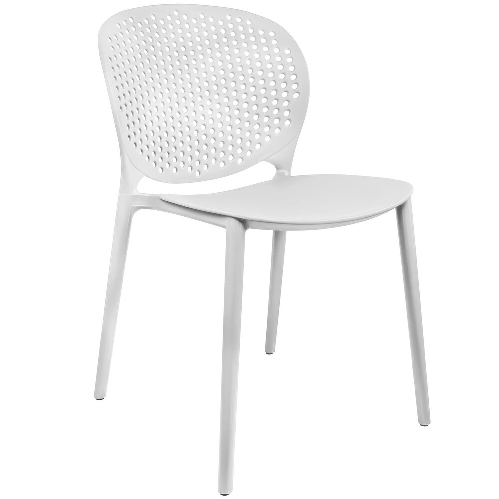 Modern Plastic Garden Patio Indoor or Outdoor Dining Stackable Chair UV Protected Armless With Dot Back Surf