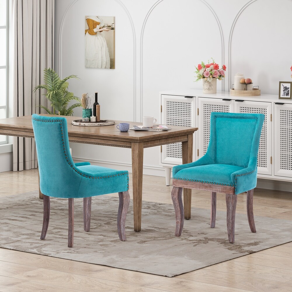 Thickened Fabric Dining Chair with Neutrally Toned Solid Wood Legs