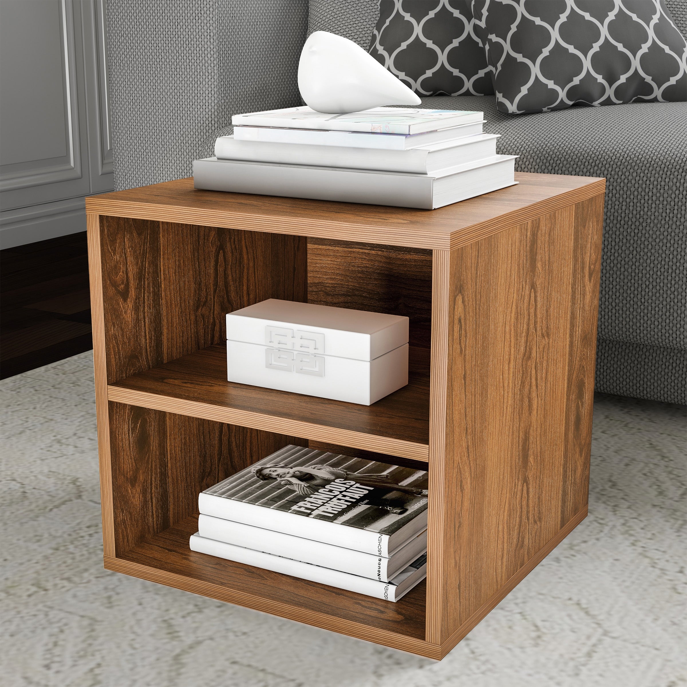 Hastings Home 2-Shelf Cube End Table - 15.75