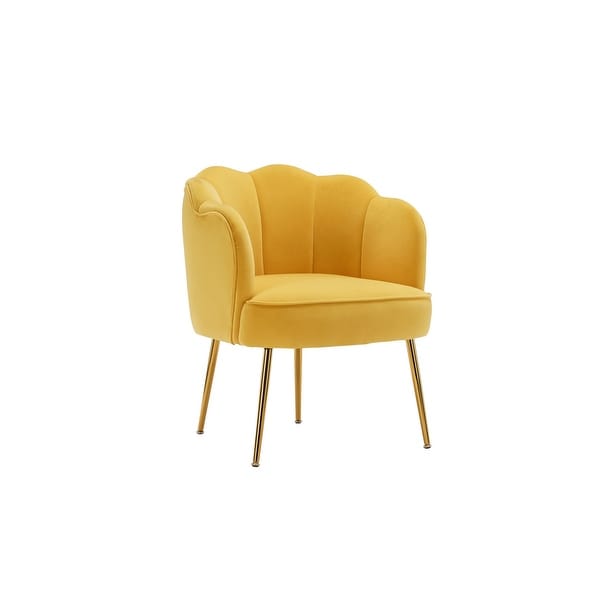 Shell shape velvet fabric Armchair accent chair with gold legs for living room and bedroom