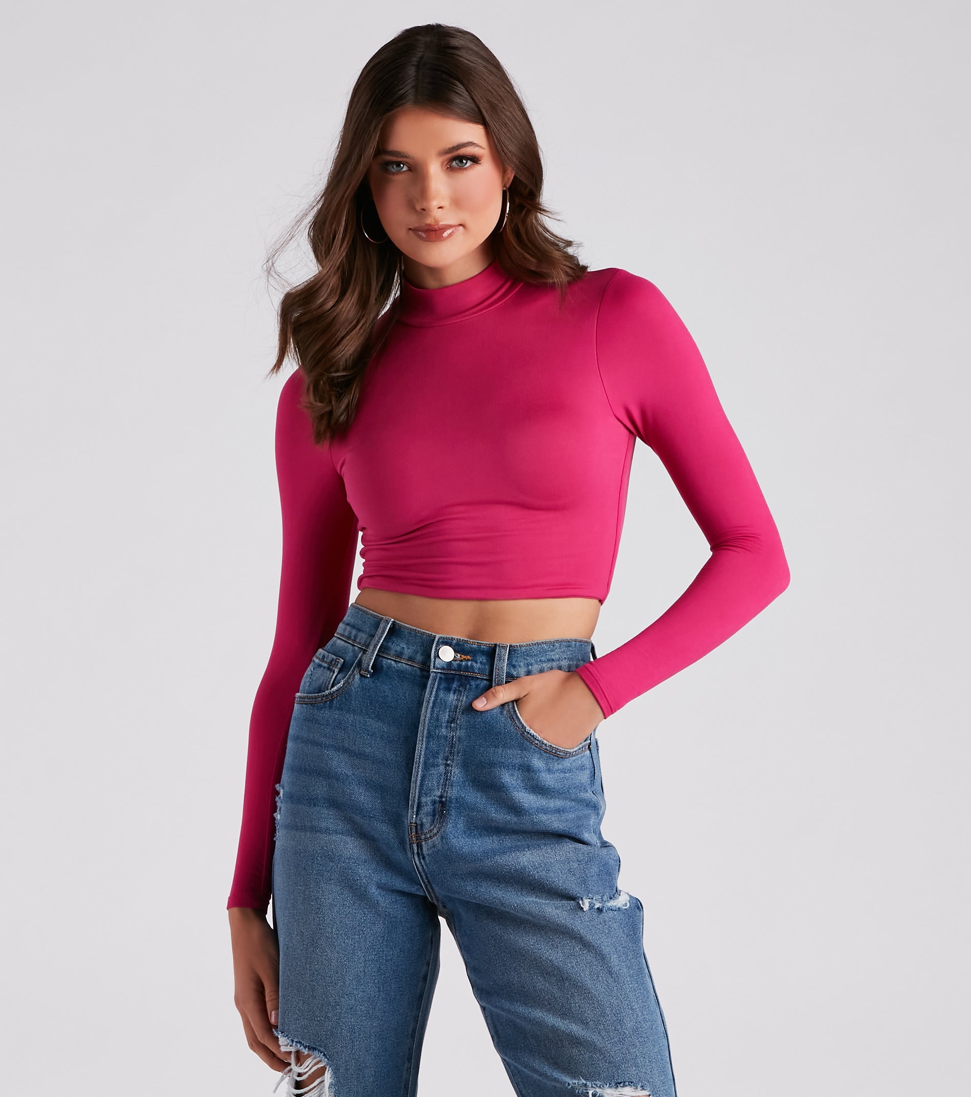 Hit The Basics Mock Neck Crop Top