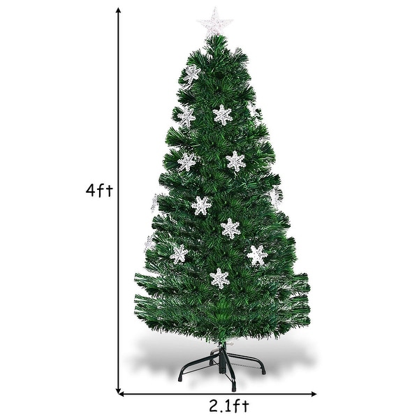 Costway 4FT PreLit Fiber Optic Christmas Tree Multicolor Lights