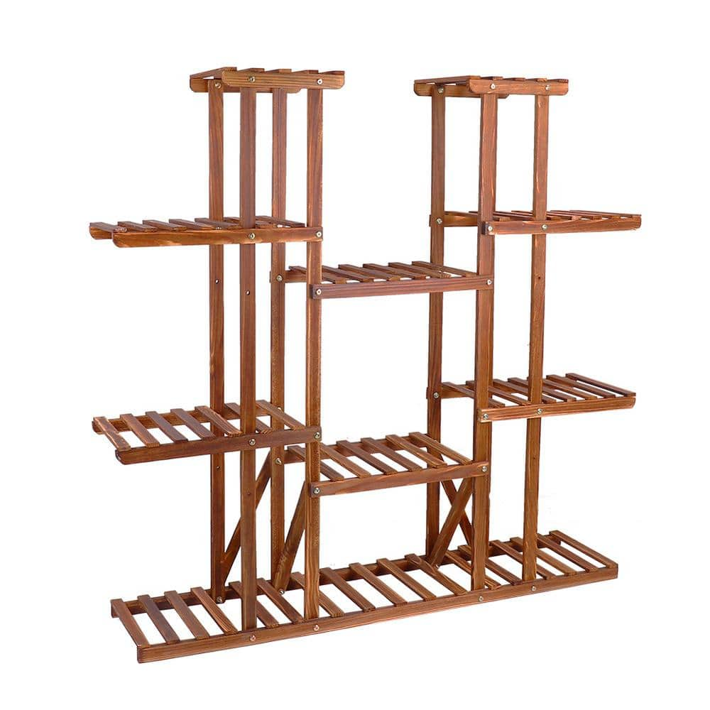 AESOME 6-Tier Potted Plant Stand 46 in. Tall Wood Flower Rack with Display Shelves Holder for pot 8 in. HJ149