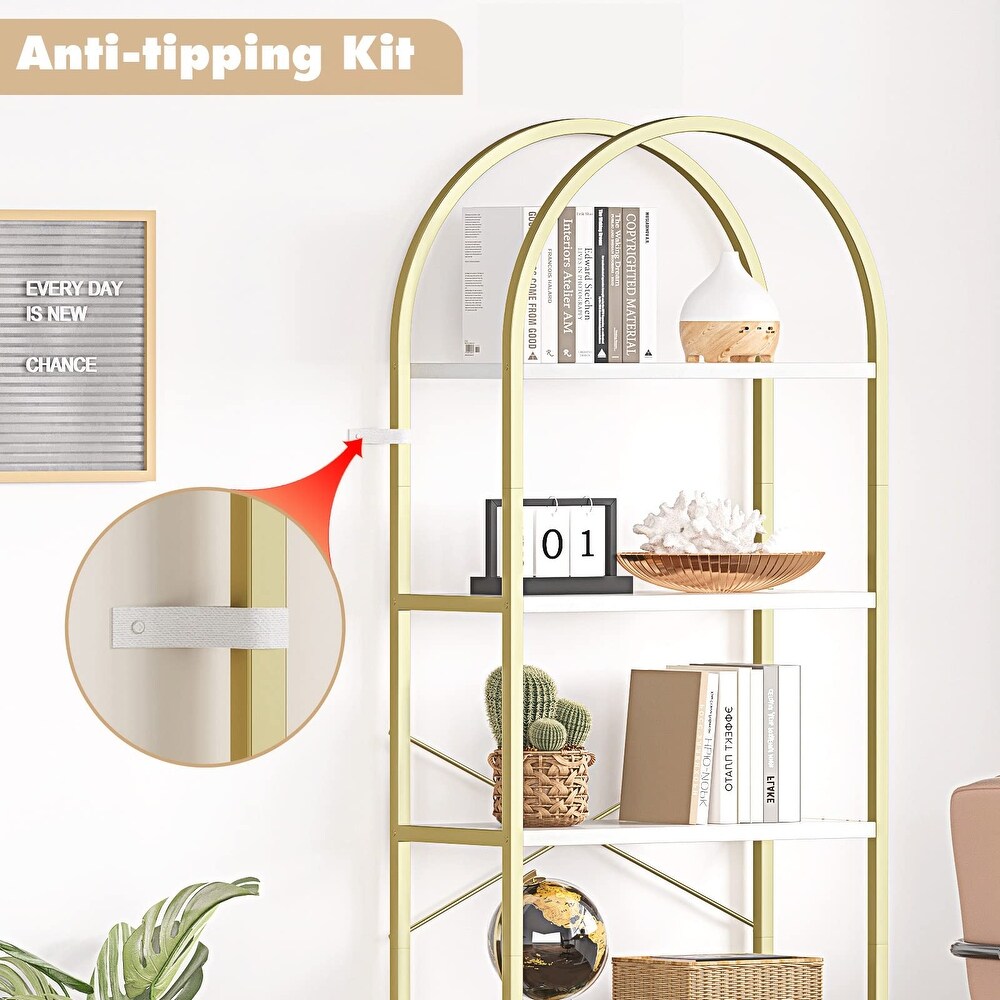 5 Tier Bookcase Arched Display Racks Tall Standing Storage Rack   23.62\