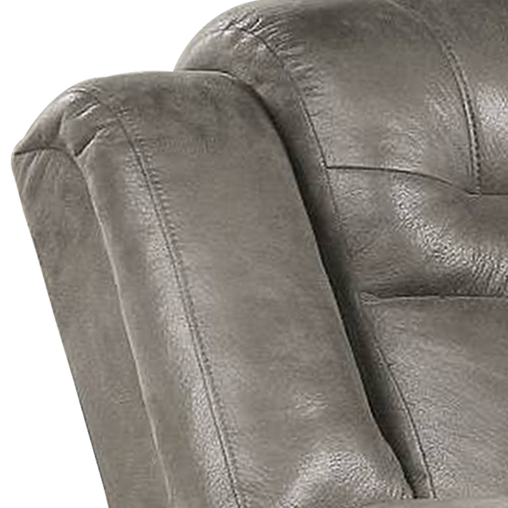 Betty 41 Inch Power Recliner Chair Pull Tab Mechanism Smooth Gray Leather   Contemporary   Recliner Chairs   by Dot  ampBo  Houzz