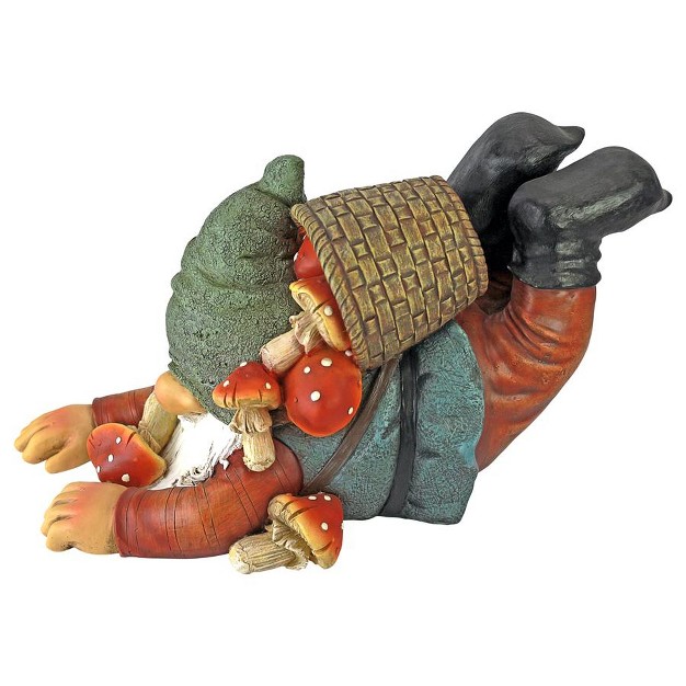 Design Toscano Clumsy Karl The Mushroom Hunter Gnome Statue Multicolored