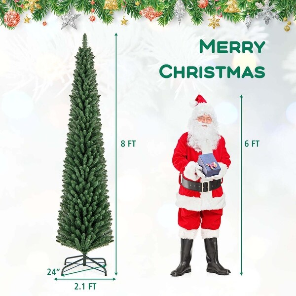 Costway 5/6/7/8 FT Pencil Christmas Tree Artificial Xmas Tree with