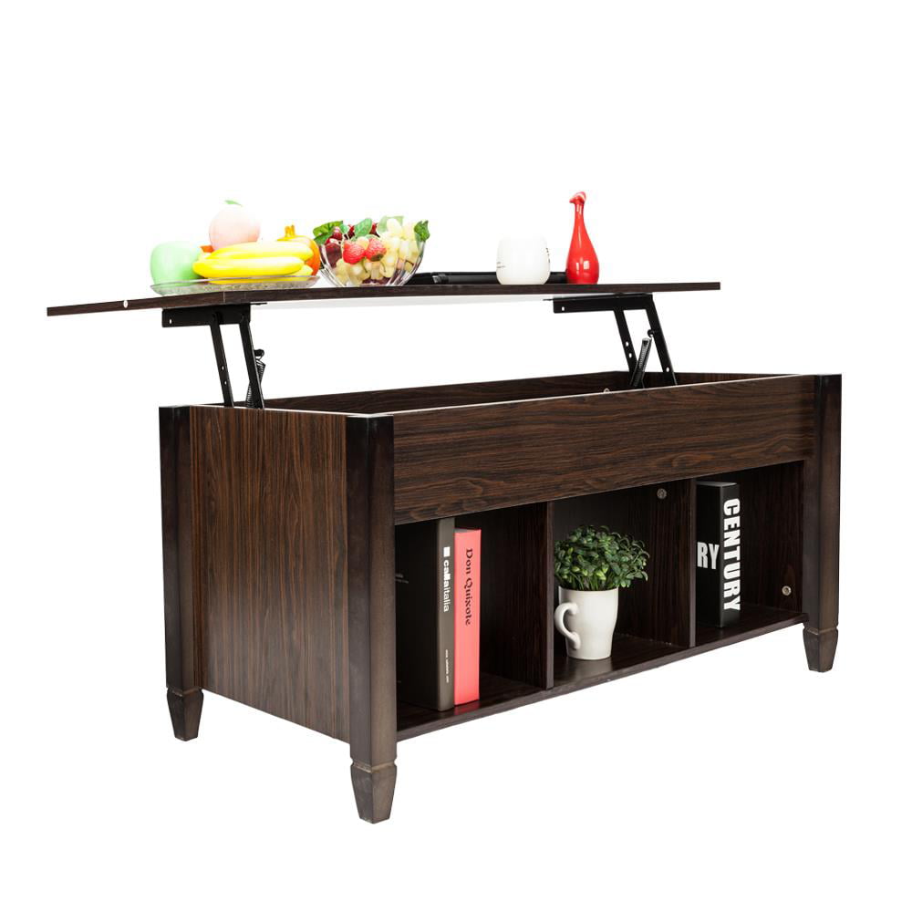 Ktaxon Lift Top Coffee End Table Storage Space Home Furniture，with Storage and Shelf Modern Occasional Table Brown