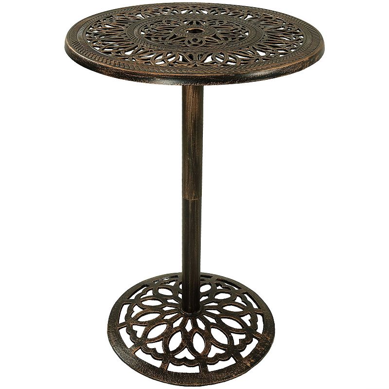 Sunnydaze 26 in Cast Iron Round Patio Bar-Height Table - Bronze