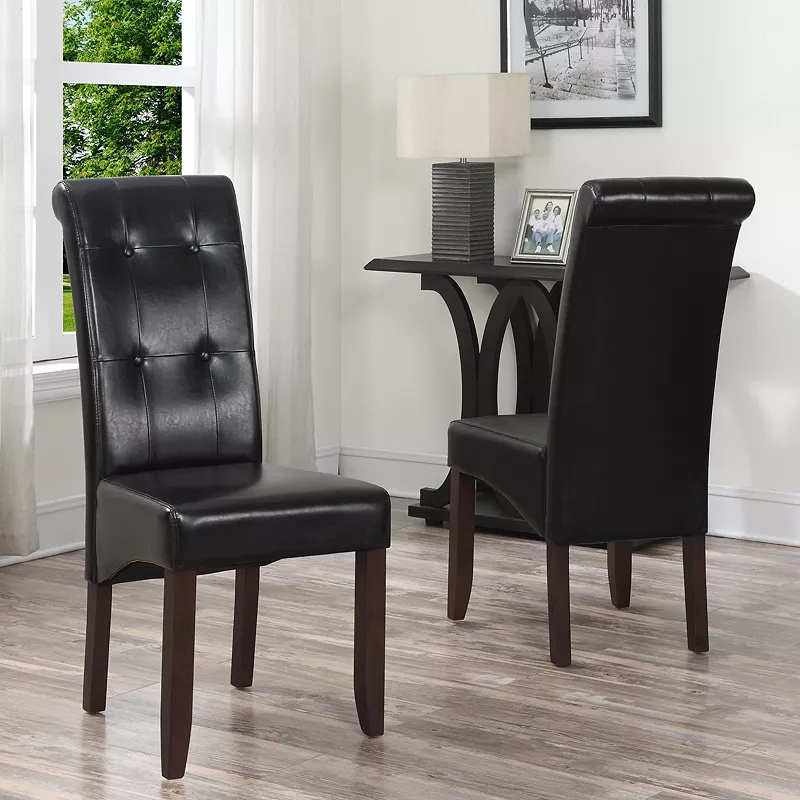 Simpli Home Cosmopolitan Deluxe Tufted Parson Chair 2-piece Set