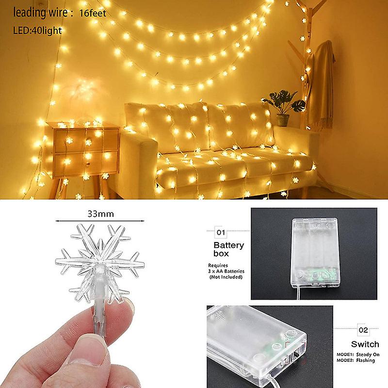 19.6 ft Snowflake Christmas Lights 40pcs LED Snowflake Lights for Home Church Wedding Birthday