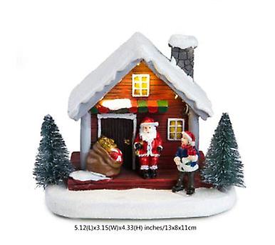 Christmas Village House With Santa And Led Lights-2