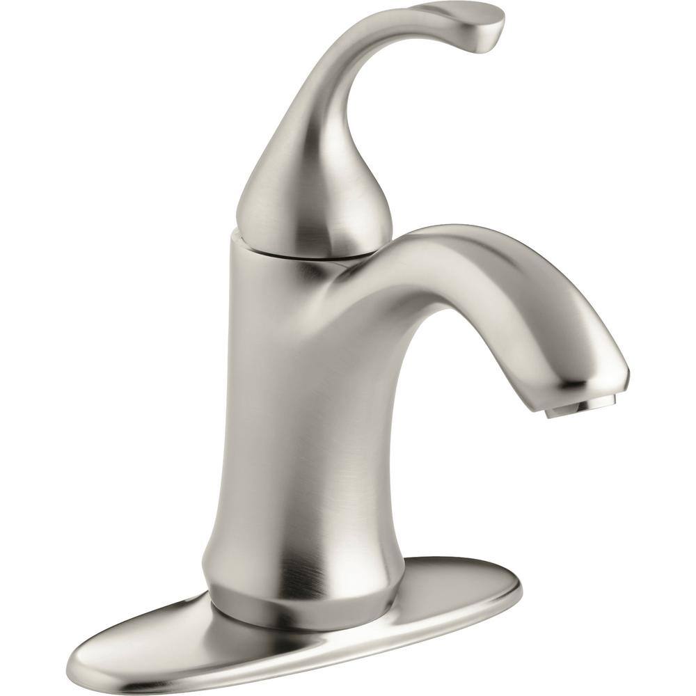 KOHLER Forte Single Hole Single-Handle Low-Arc Water-Saving Bathroom Faucet in Vibrant Brushed Nickel K-10215-4-BN