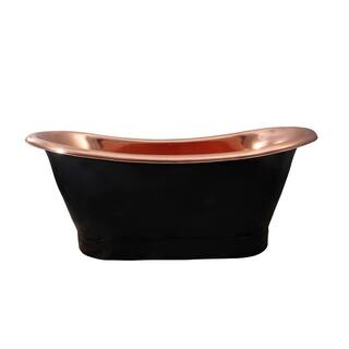 Barclay Products Chapal 69.5 in. Copper Double Slipper Flatbottom Non-Whirlpool Bathtub in Black Copper COTDSN70B-BLP