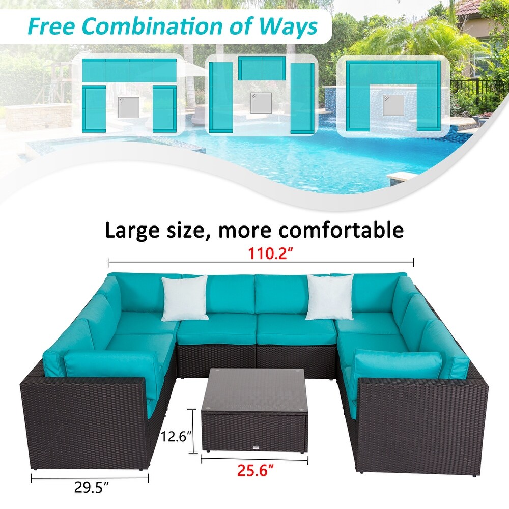 Kinbor Patio Sectional Sofa  weather Rattan Chat Set