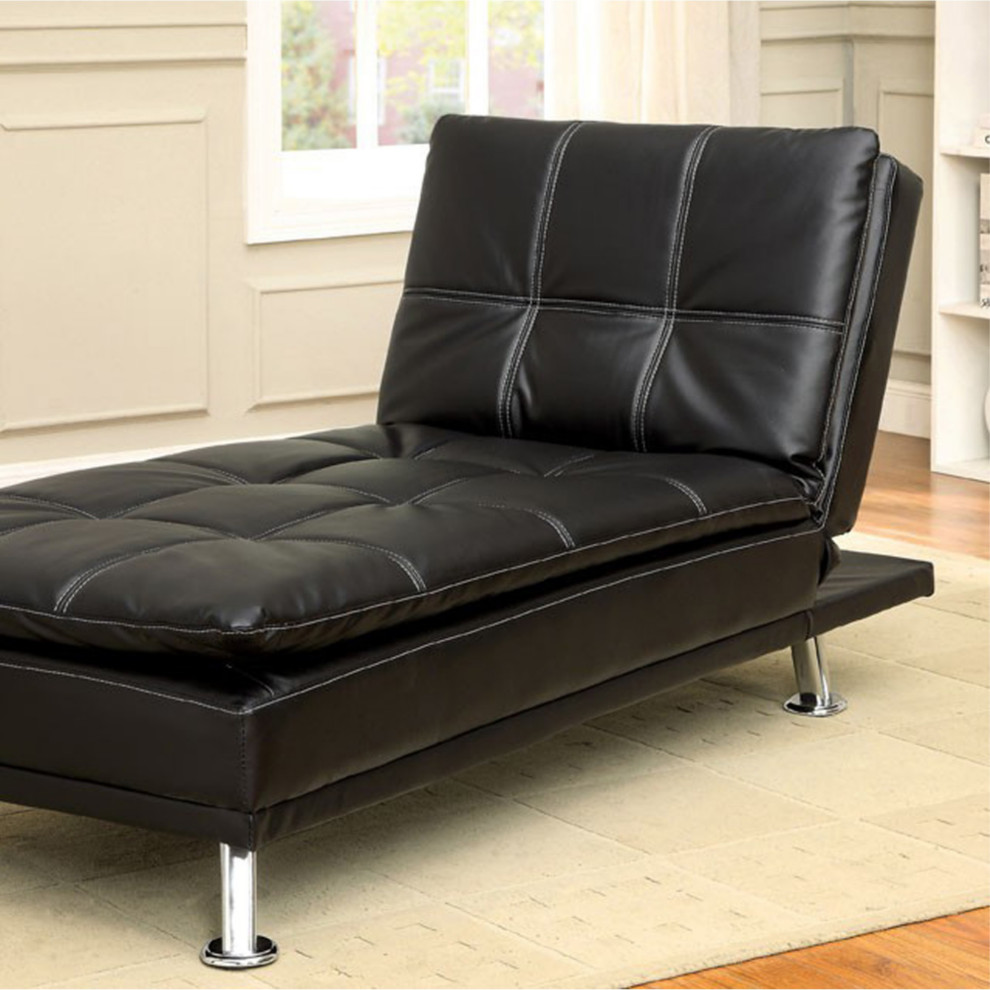 Modern Style Leatherette Chaise  Black   Contemporary   Indoor Chaise Lounge Chairs   by VirVentures  Houzz