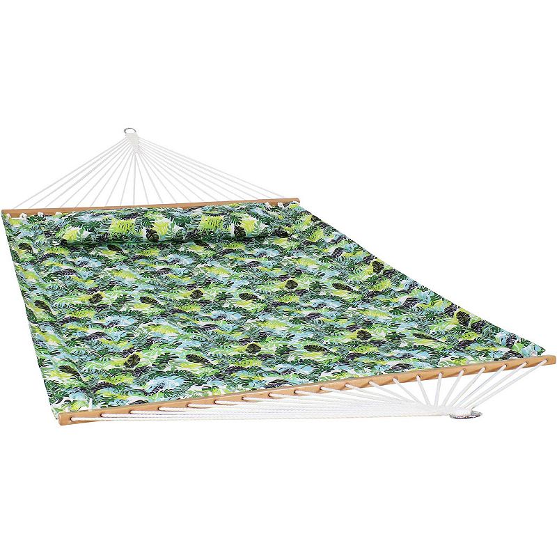 Sunnydaze 2-Person Quilted Spreader Bar Hammock and Pillow