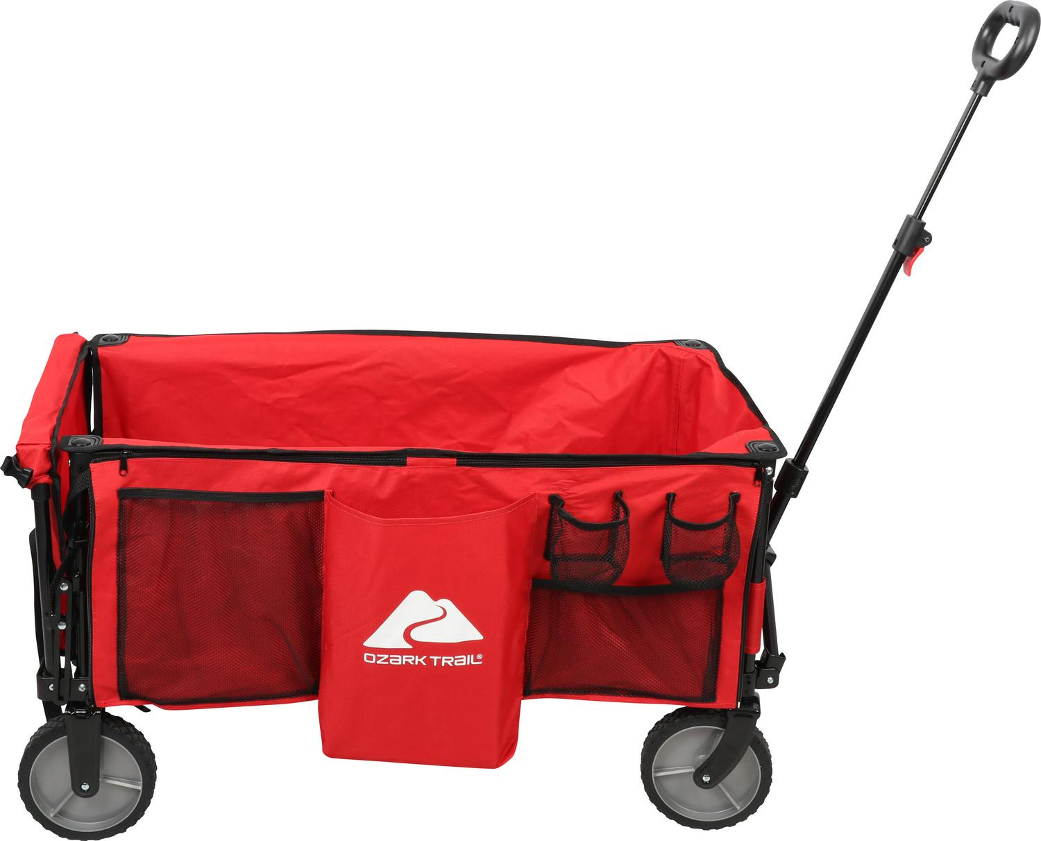 Ozark Trail Camping Utility Wagon with Tailgate and Extension Handle Red  Crowdfused