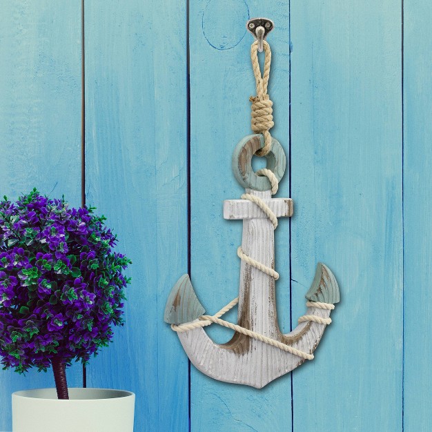 X 10 quot Wooden Anchor Wall Decor White light Blue Stonebriar Collection