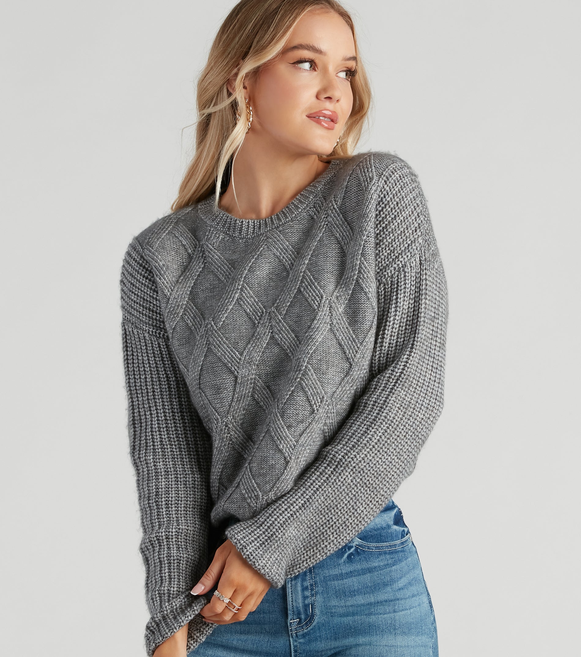 Cable Knit Vibes Crop Sweater